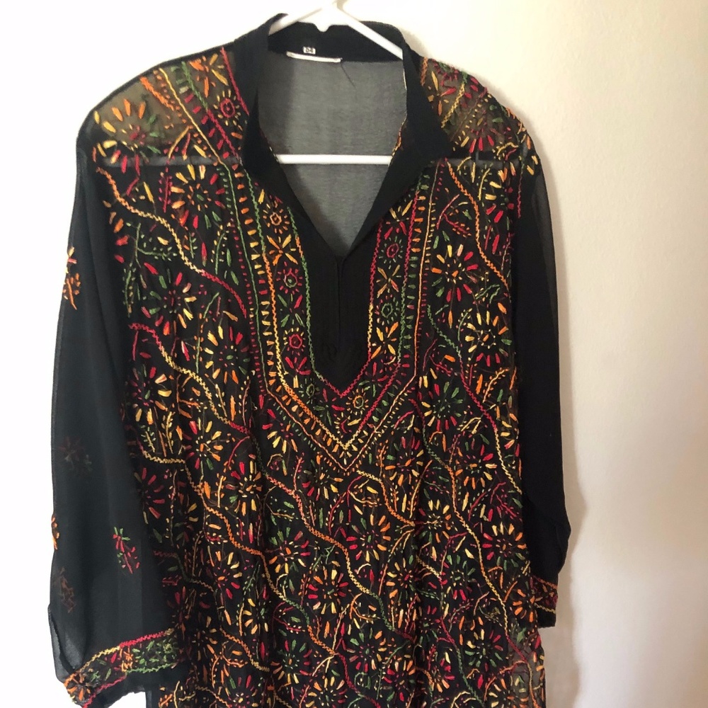 Sheer Embroidered Indian Tunic